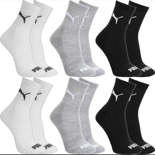 Meias Puma Cano Médio Alto Atoalhada Original Kit 6 Pares